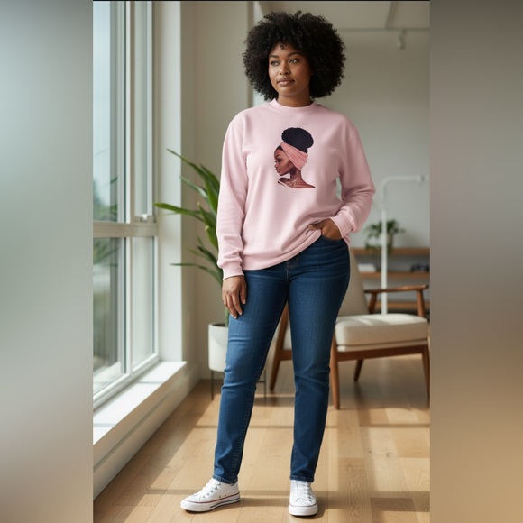 Afro Tops - Pink Graphic African American Women Sweatshirt Black Woman